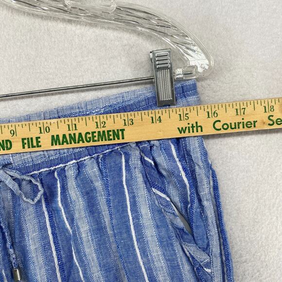 TOMMY BAHAMA Pants Womens S Santiago Striped Linen Blend Lounge Drawstring Blue - Picture 8 of 12